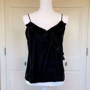 NWT J. Crew Black Velvet Ruffle Tank
